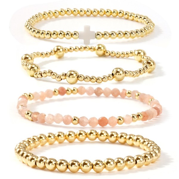 PULSERA ELÁSTICA CON CRUZ BOHEMIA TURQUESA O BLANCA