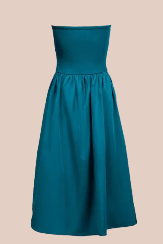 TRAJE MAXI TUBO COLOR "TEAL"