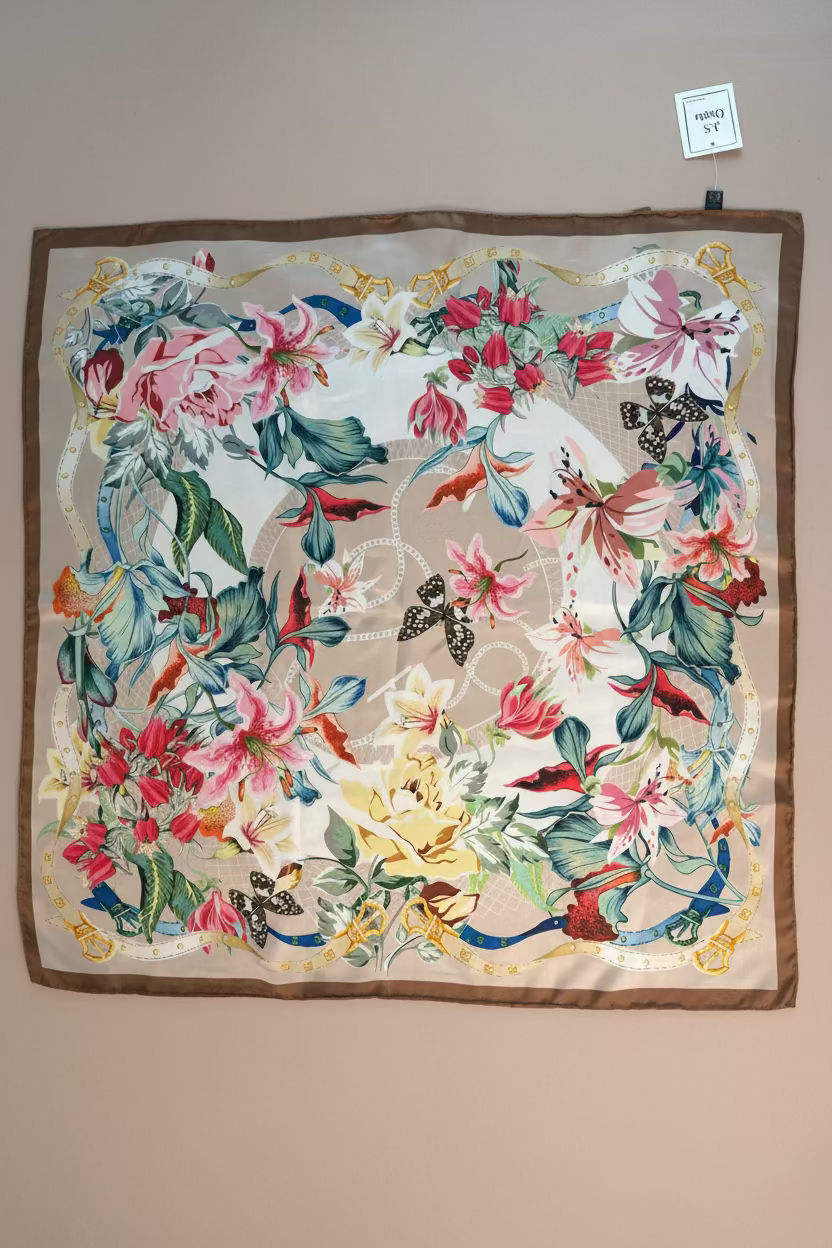 PAÑUELO FLORES Y MARIPOSAS