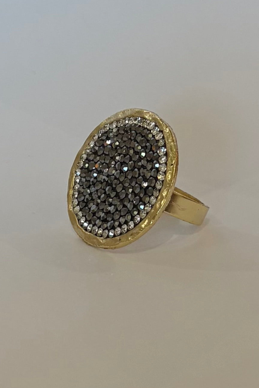 SET TURCO PULSERA Y SORTIJA CON PIEDRAS NEGRAS