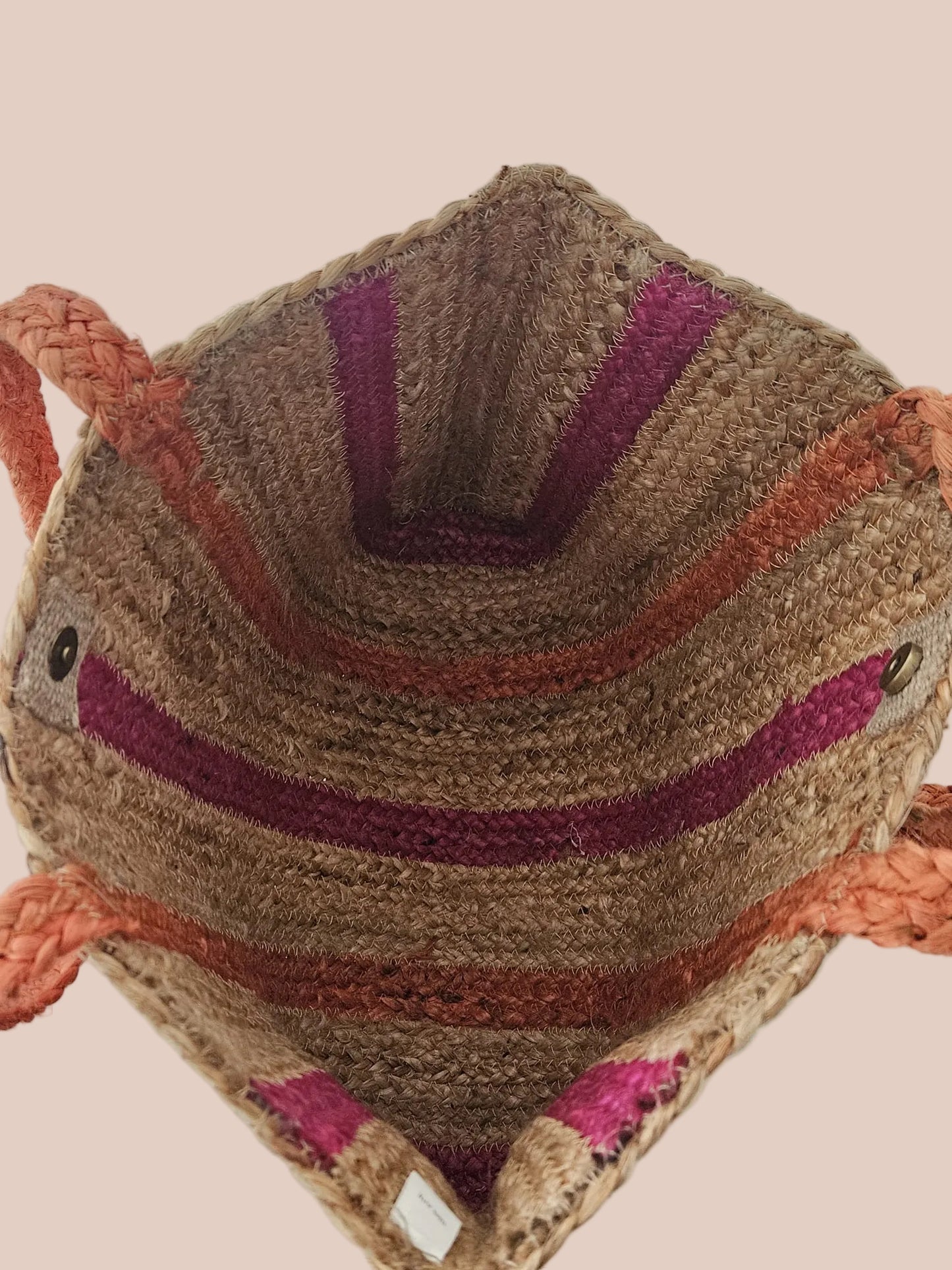 Cream, Orange and Fuchsia Straw Purse