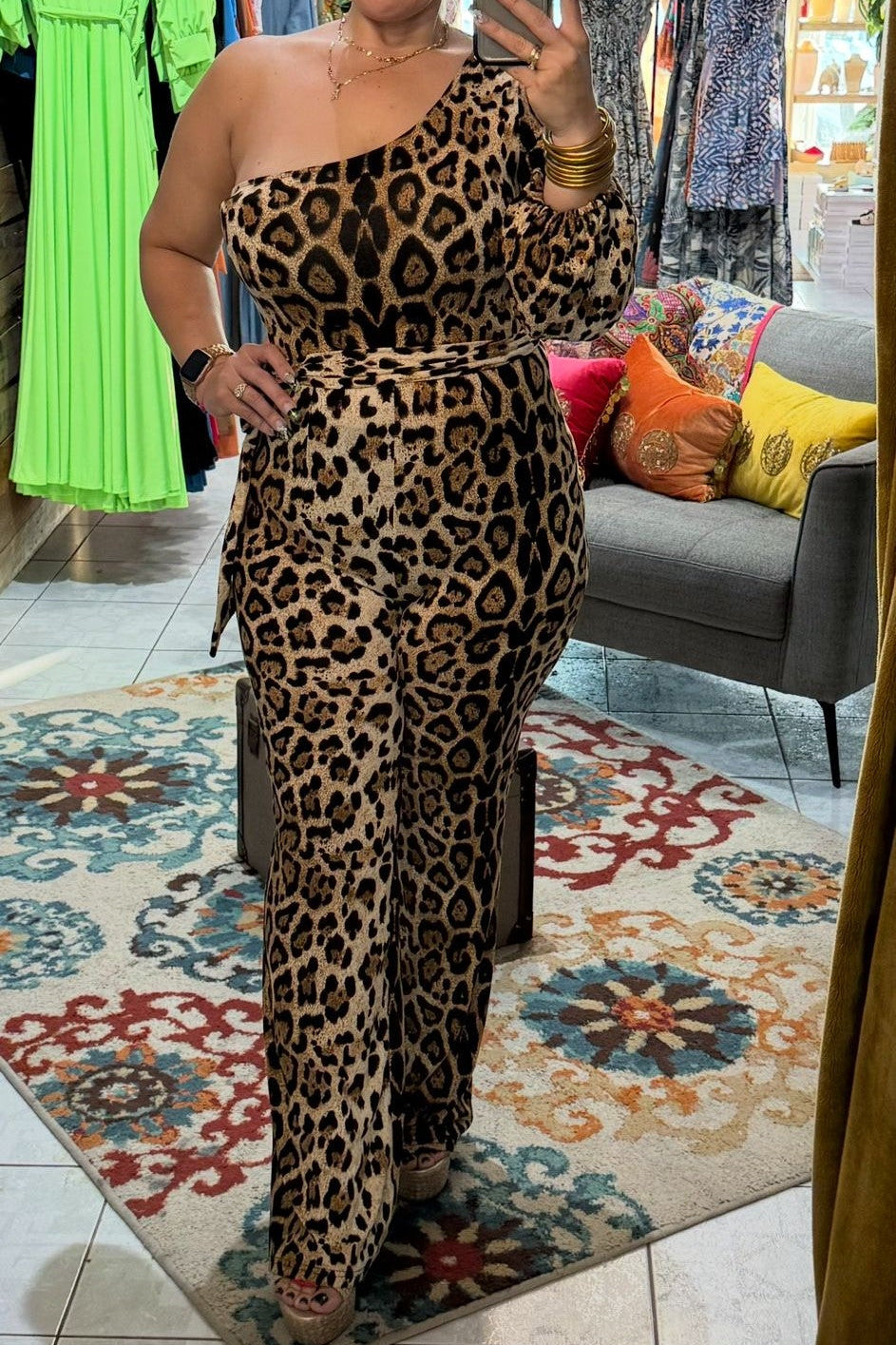 JUMPSUIT ANIMAL PRINT ONE SHOULDER