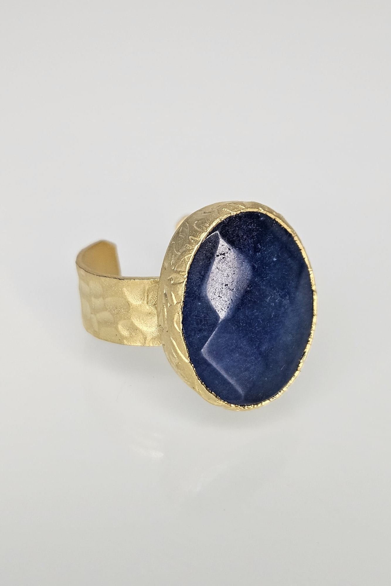 SET TURCO DE BRAZALETE Y SORTIJA DORADO CON PIEDRA AZUL