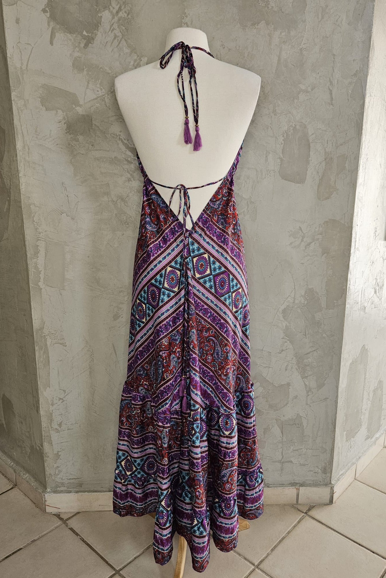 BOHO MAXI DRESS CON PRINT DE DIFERENTES COLORES