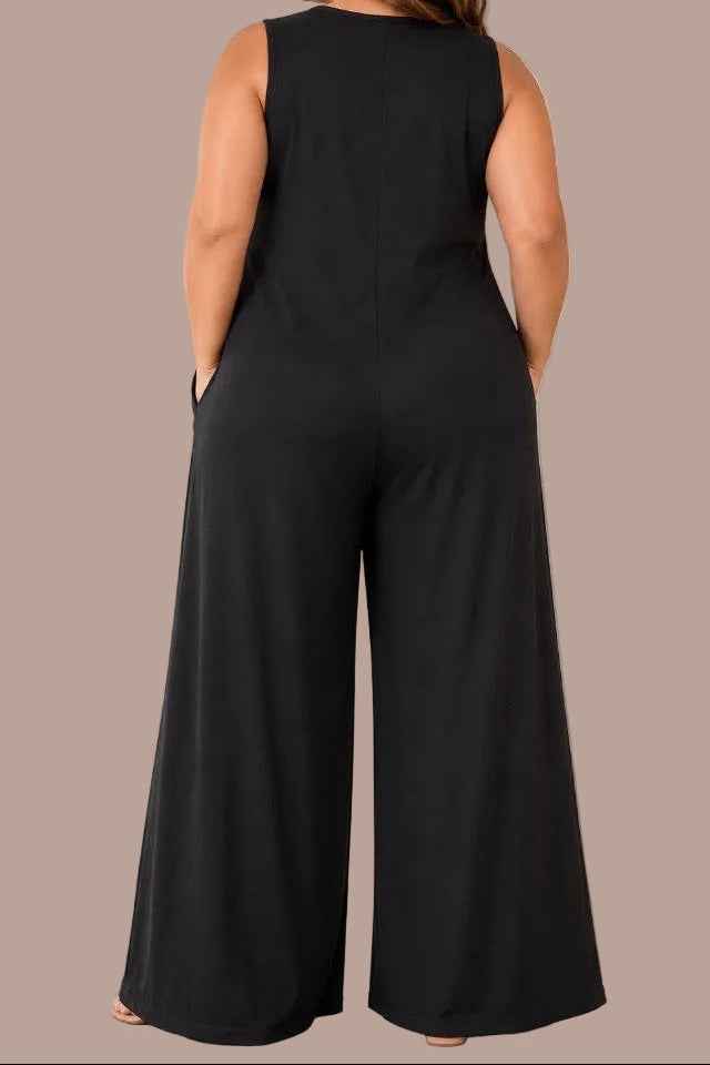 JUMPSUIT NEGRO DE TALLA PLUS CON BOLSILLOS