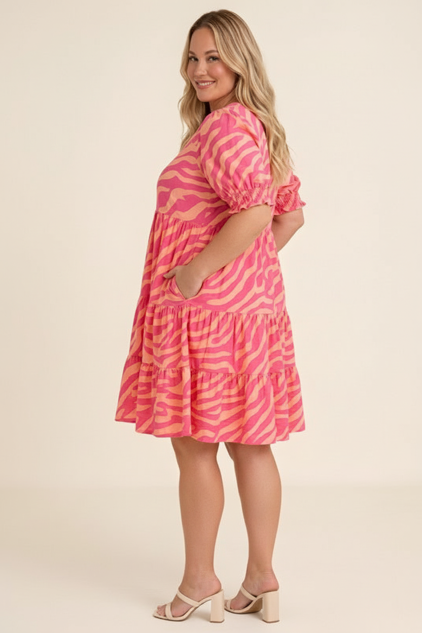 Vestido zebra lateral beige