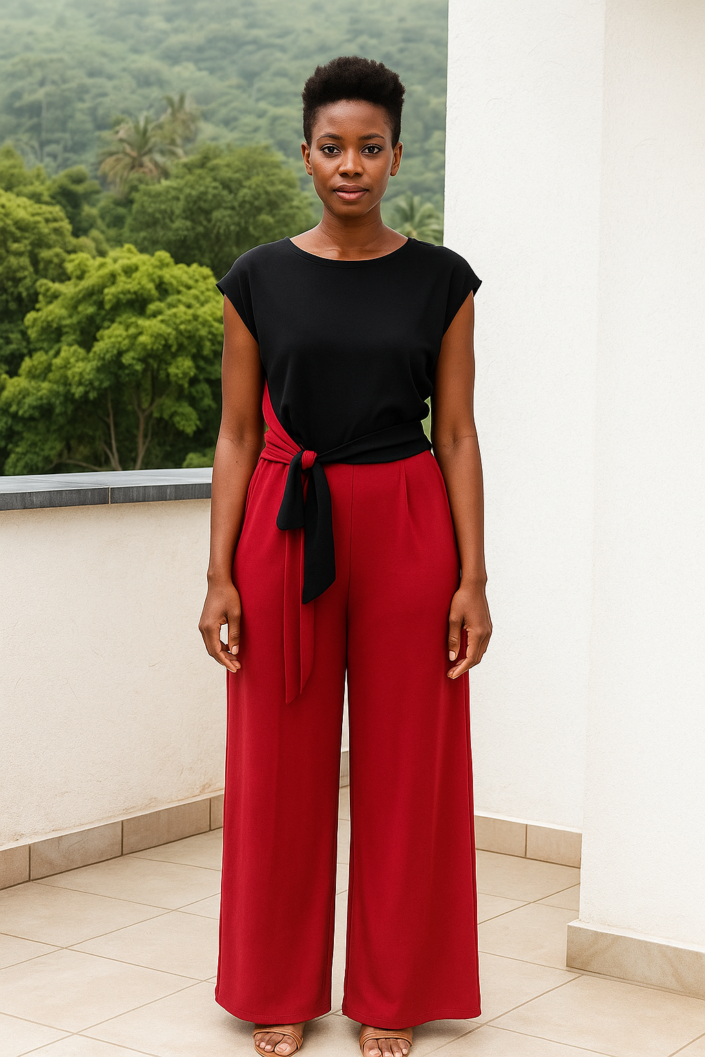 JUMPSUIT NEGRO Y ROJO