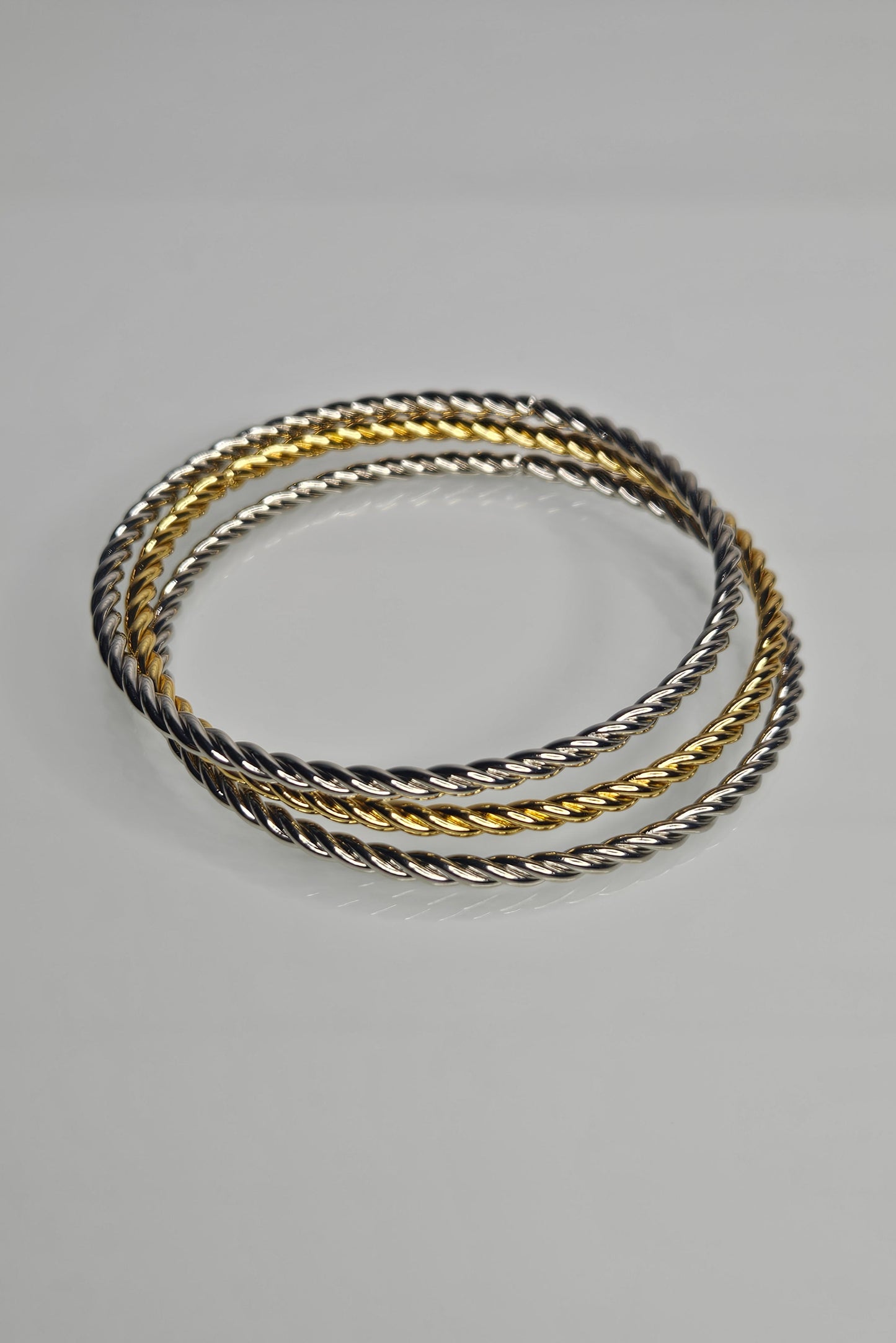 BANGLES 2 TONOS: 2 PLATEADAS, 1 DORADA