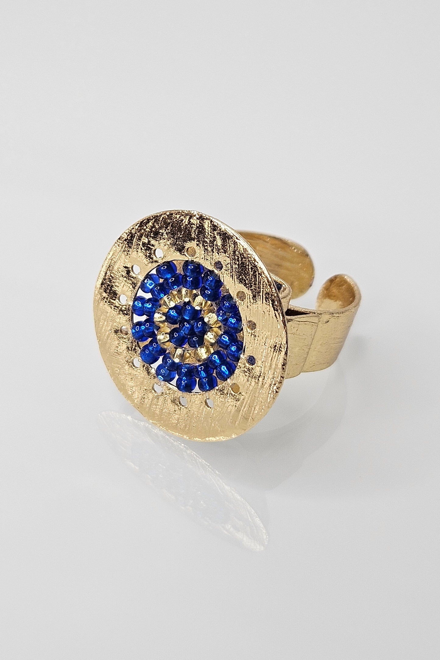 SORTIJA DORADA CON AZUL
