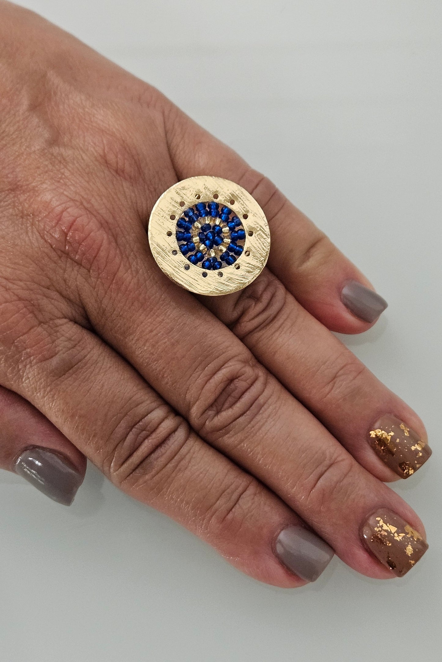 SORTIJA DORADA CON AZUL