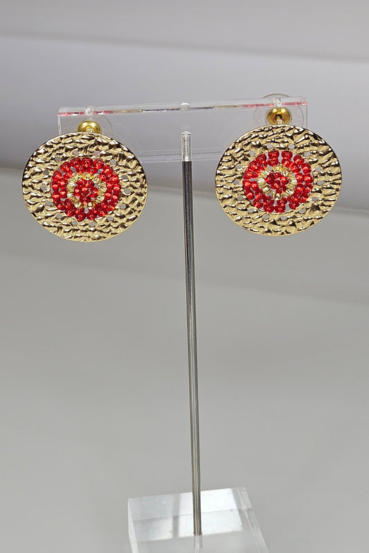PANTALLAS PEQUEÑAS REDONDAS DORADAS Y ROJO