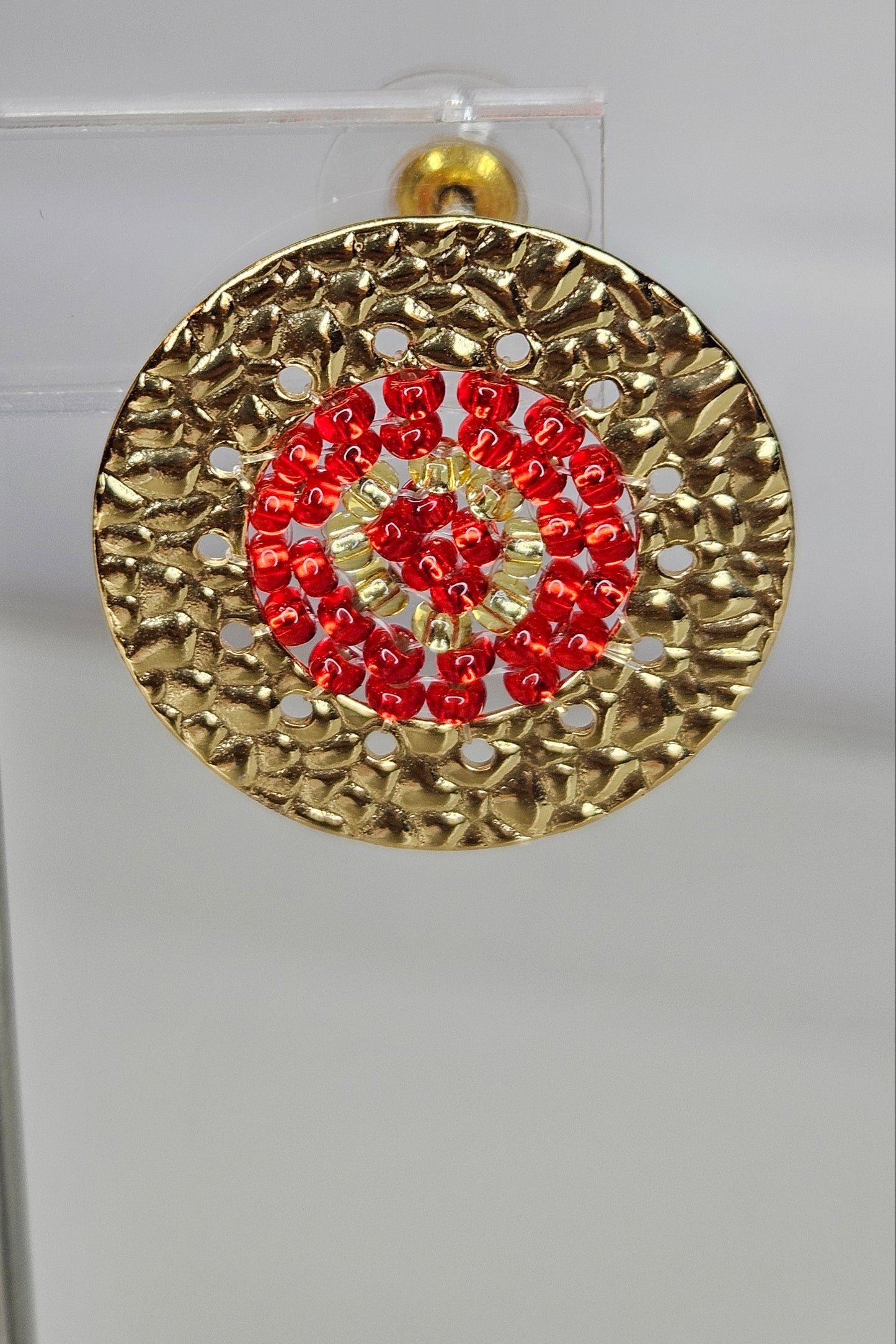 PANTALLAS PEQUEÑAS REDONDAS DORADAS Y ROJO