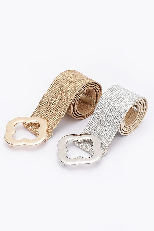 CORREA ELÁSTICA PLATEADA CON HEBILLA METÁLICA