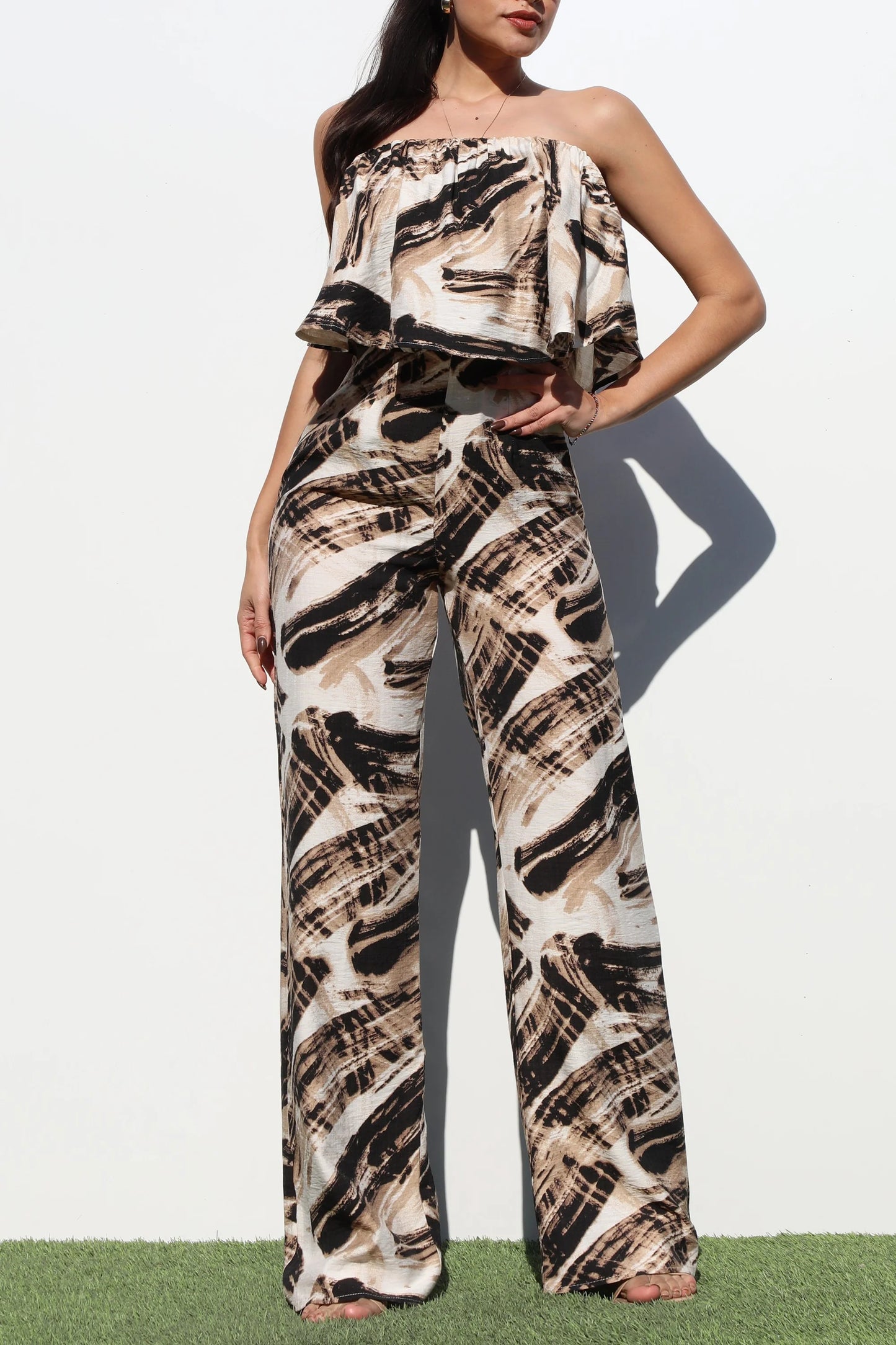 MOCHA COLOR STRAPLESS JUMPSUIT