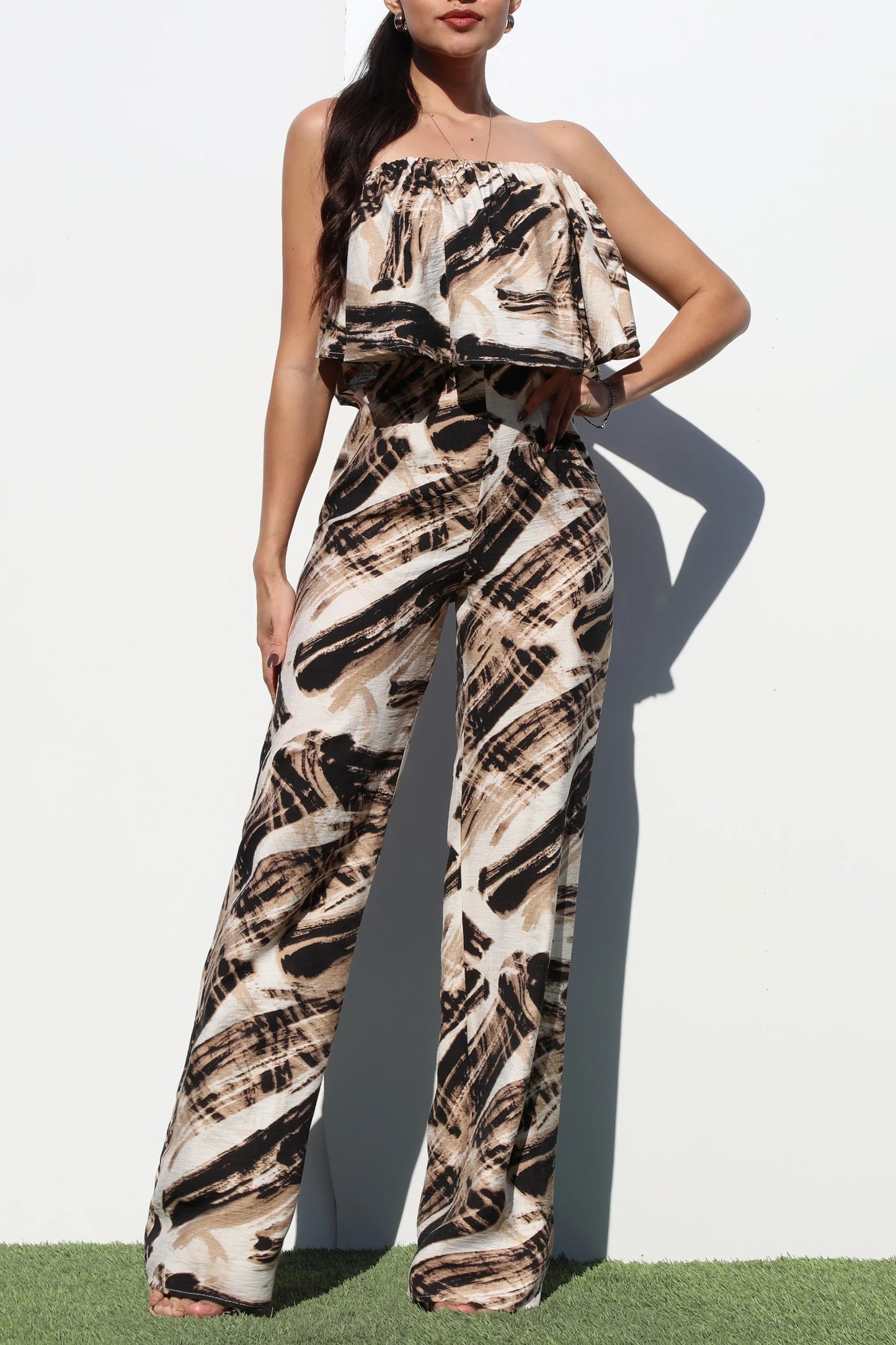 MOCHA COLOR STRAPLESS JUMPSUIT