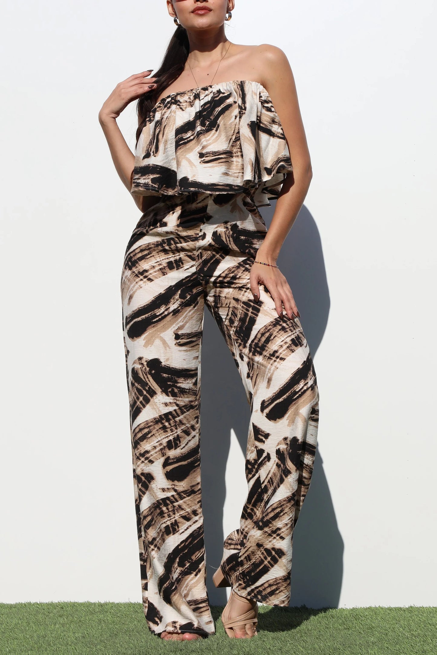 MOCHA COLOR STRAPLESS JUMPSUIT