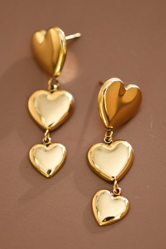 PANTALLAS COLGANTES DE 3 CORAZONES DORADOS