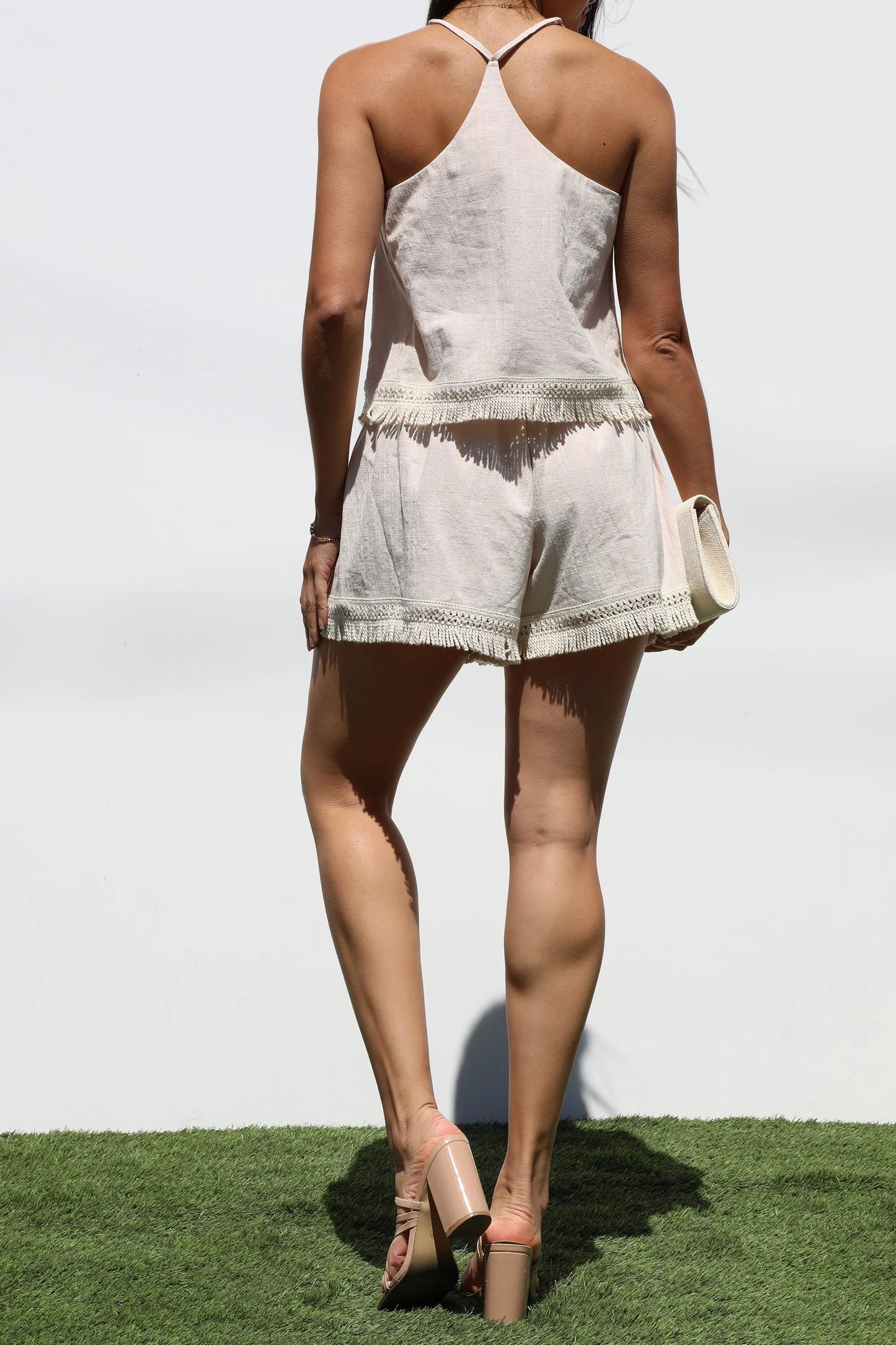 SET DE TOP Y PANTALÓN CORTO COLOR AVENA