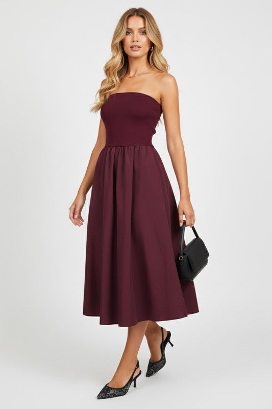 TRAJE MAXI TUBO COLOR VINO