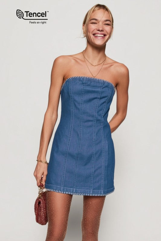 TRAJE CORTO MAHÓN STRAPLESS