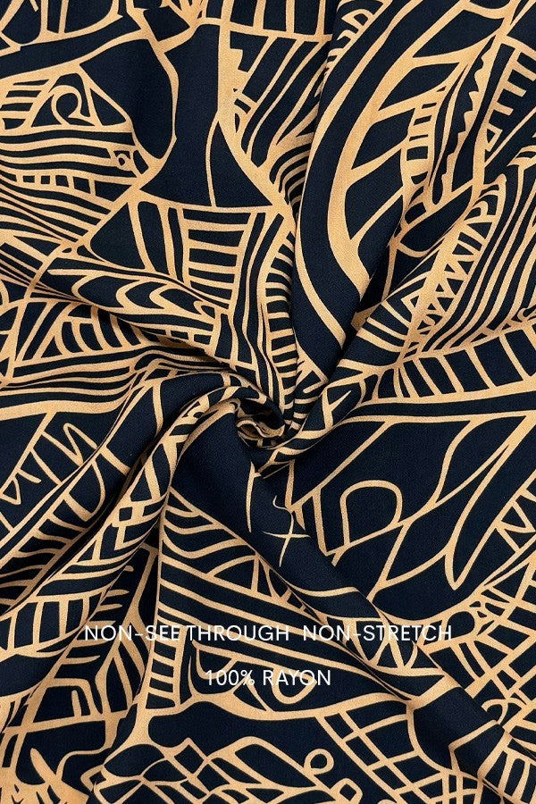 SET DE BLUSA Y PANTALÓN ESTAMPADO NEGRO MOSTAZA