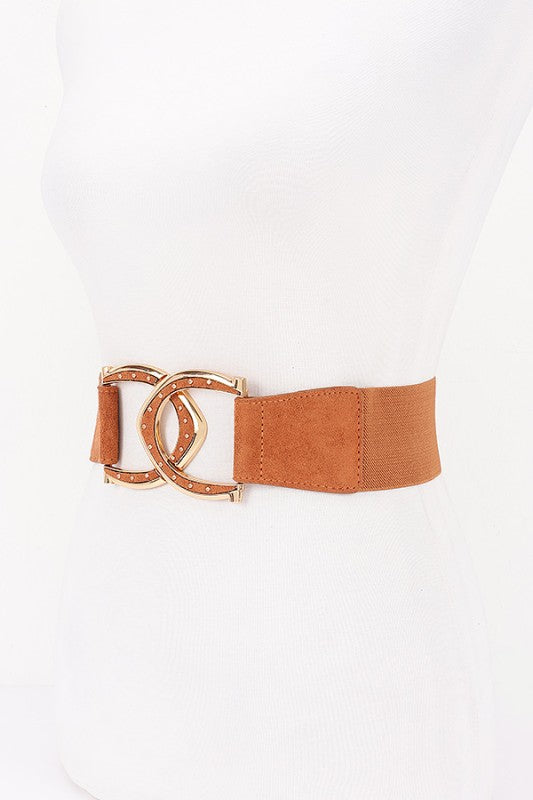 CORREA ANCHA COLOR CAMELLO CON HEBILLA ENTRELAZADA