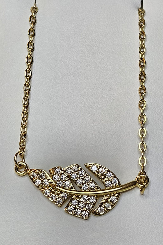 CADENA DORADA DE HOJA CON BRILLANTES