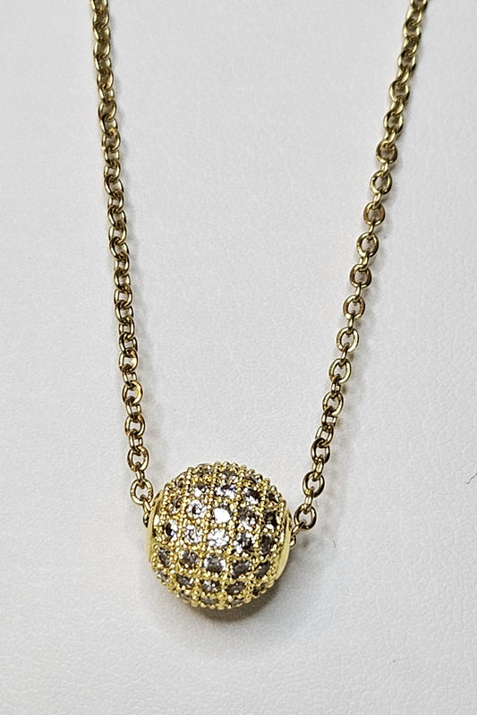 CADENA DORADA CON PENDANT DE ESFERA CON BRILLANTES