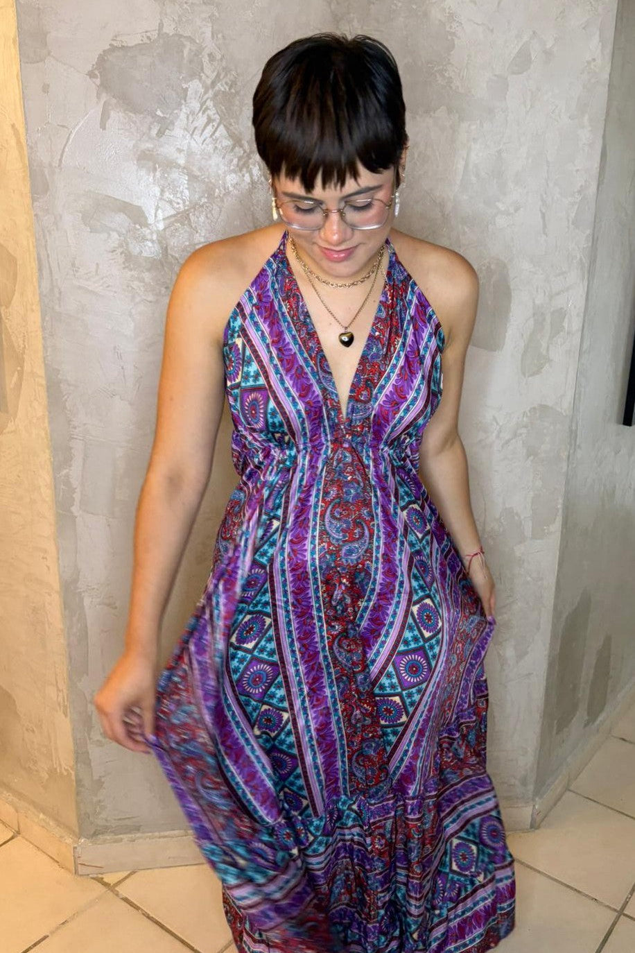 BOHO MAXI DRESS CON PRINT DE DIFERENTES COLORES