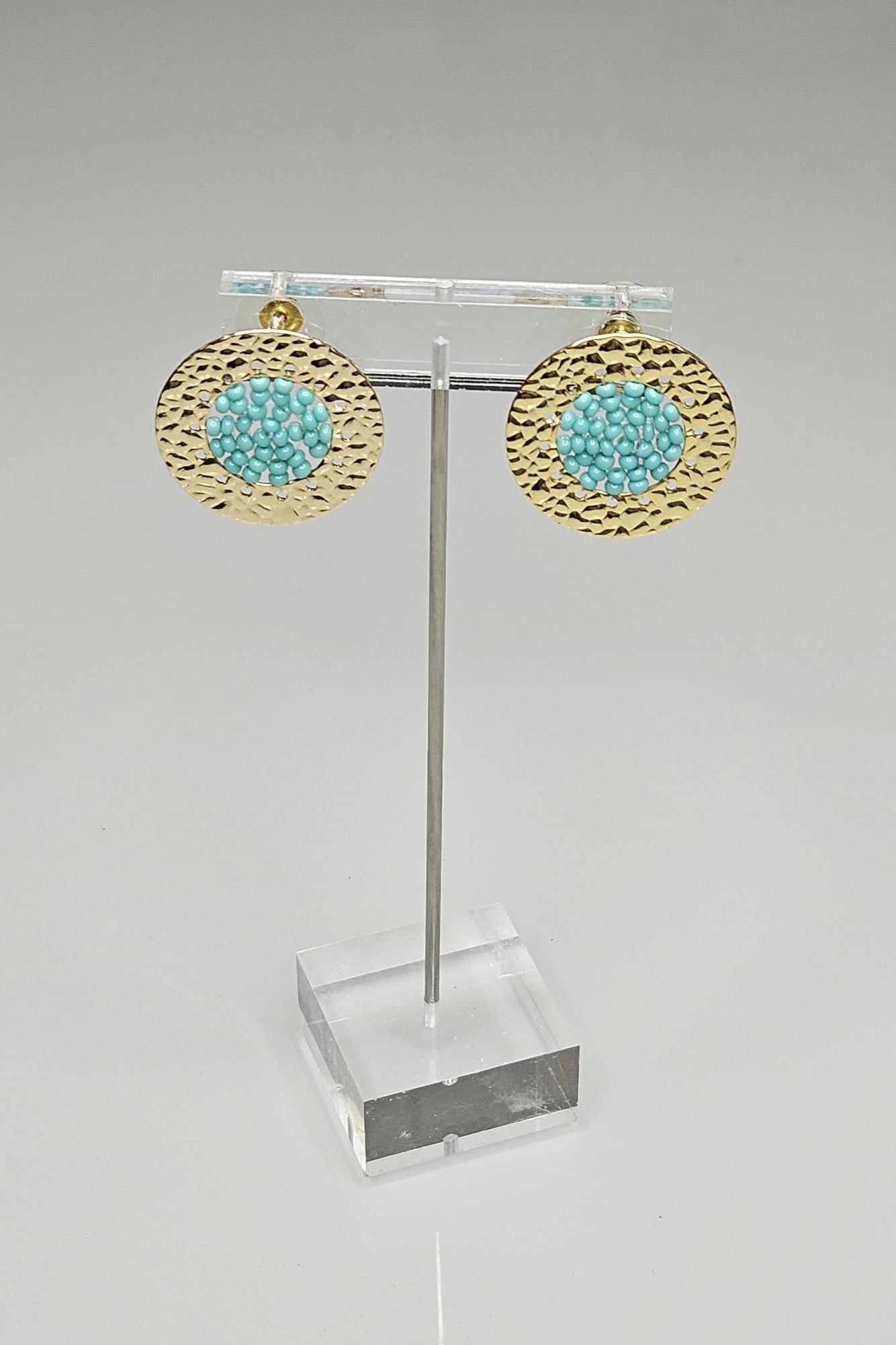 SET DE BRAZALETE Y ARETES DORADO CON VERDE, LIMA Y TURQUESA