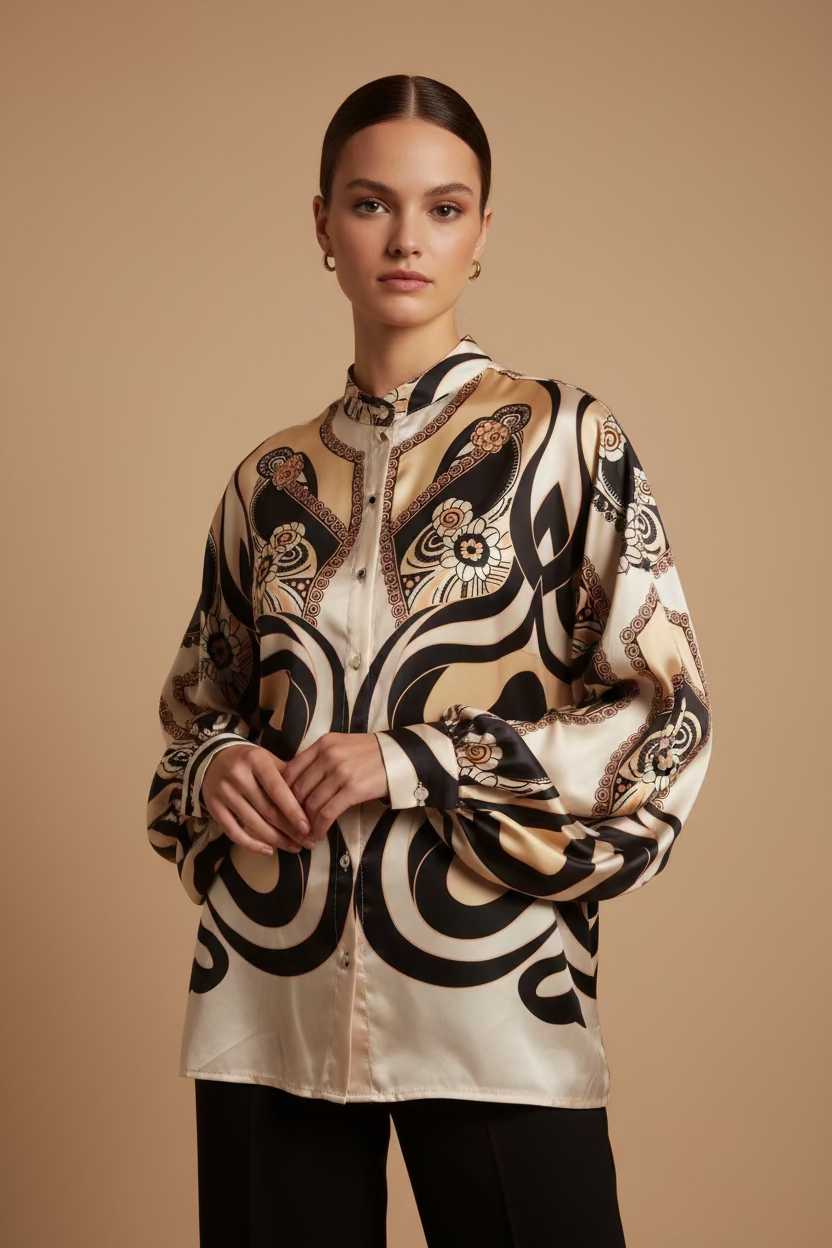BLUSA ESTAMPADA DE CORTE ANCHO