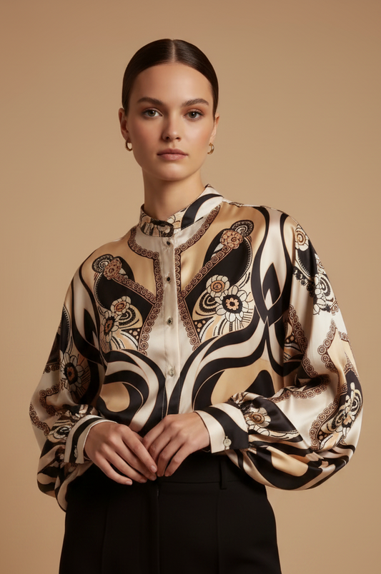 BLUSA ESTAMPADA DE CORTE ANCHO