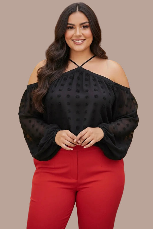 FASHION 05 BLACK OFF-SHOULDER BLOUSE PLUS