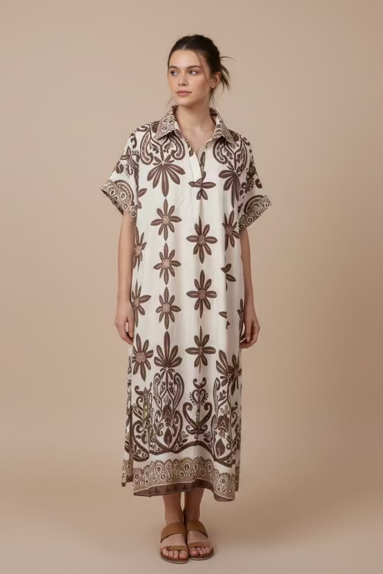 TRAJE ESTILO CAMISÓN CON FLORES BROWN