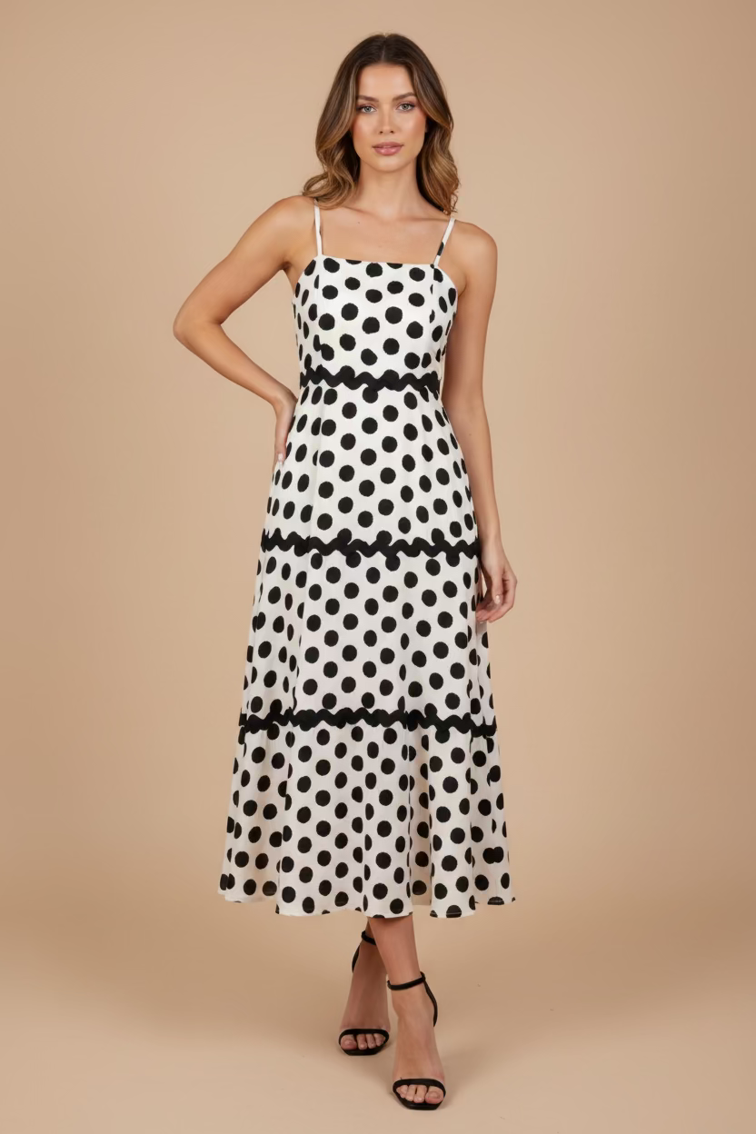 TRAJE POLKA DOTS BLANCO Y NEGRO