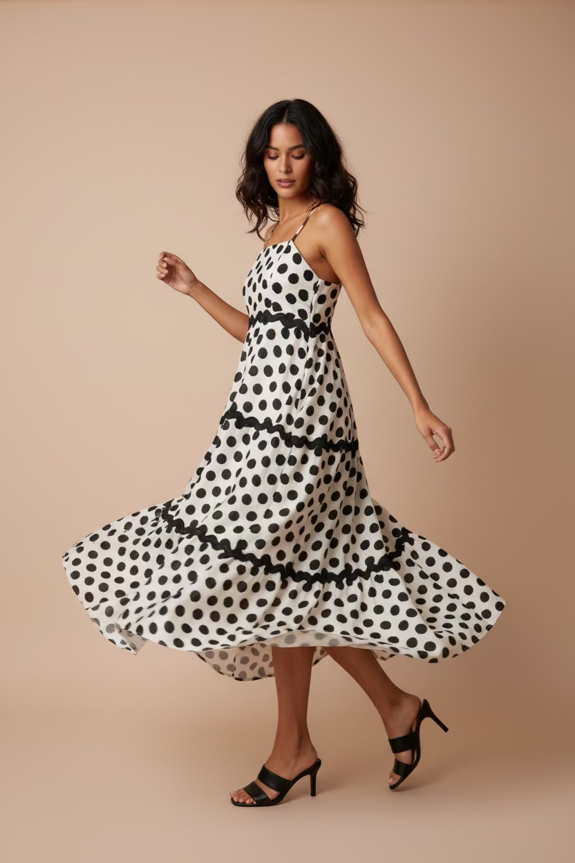 TRAJE POLKA DOTS BLANCO Y NEGRO