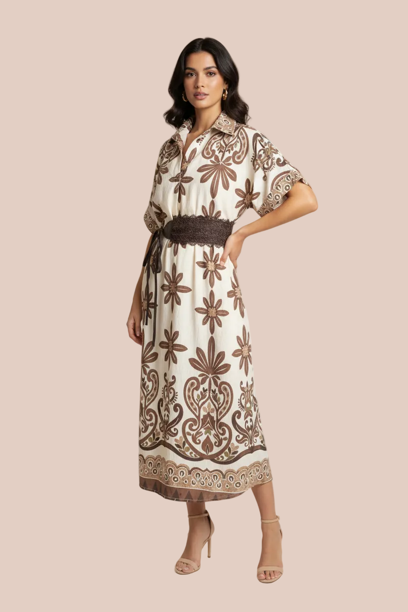 TRAJE ESTILO CAMISÓN CON FLORES BROWN