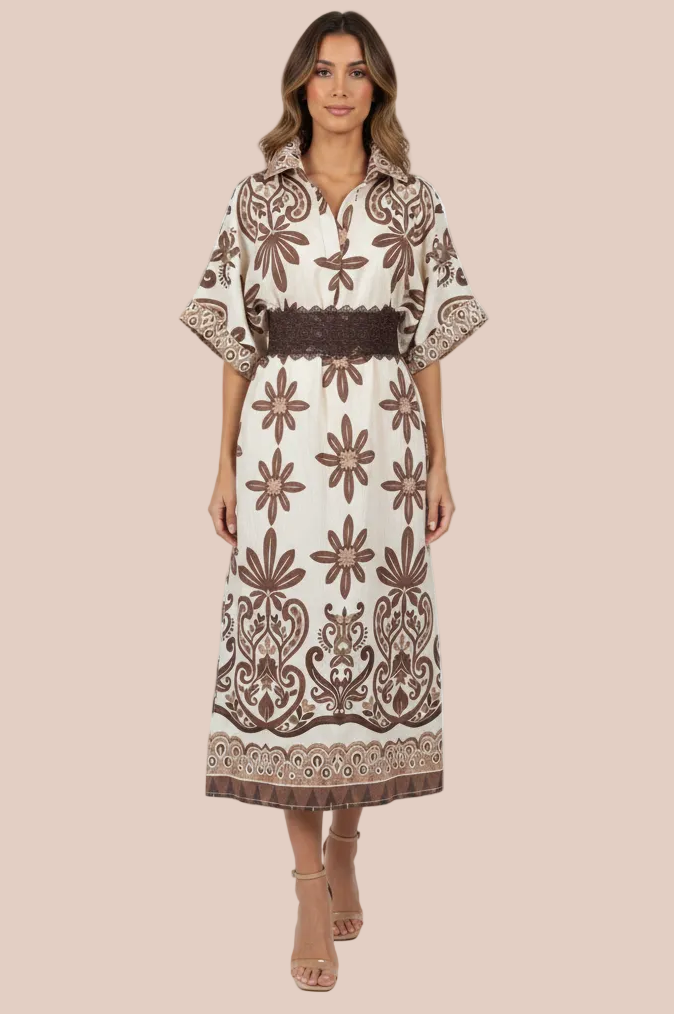 TRAJE ESTILO CAMISÓN CON FLORES BROWN