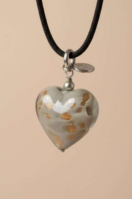 COLLAR CON PENDANT DE CORAZON GRIS (MURANO) (Copia)