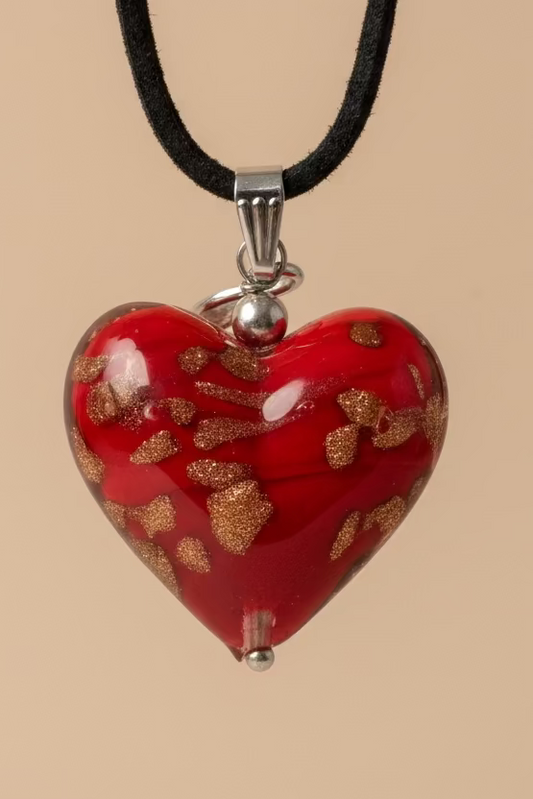 COLLAR CON PENDANT DE CORAZON ROJO (MURANO)