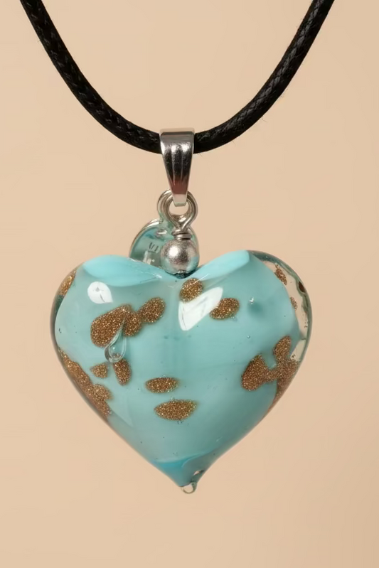 COLLAR CON PENDANT DE CORAZON TURQUESA (MURANO)
