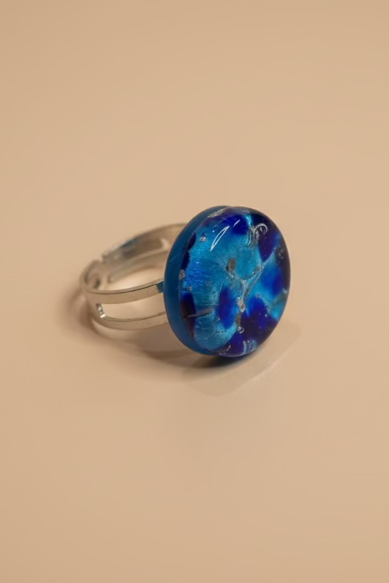 SORTIJA EN CRISTAL MURANO REDONDO AZUL