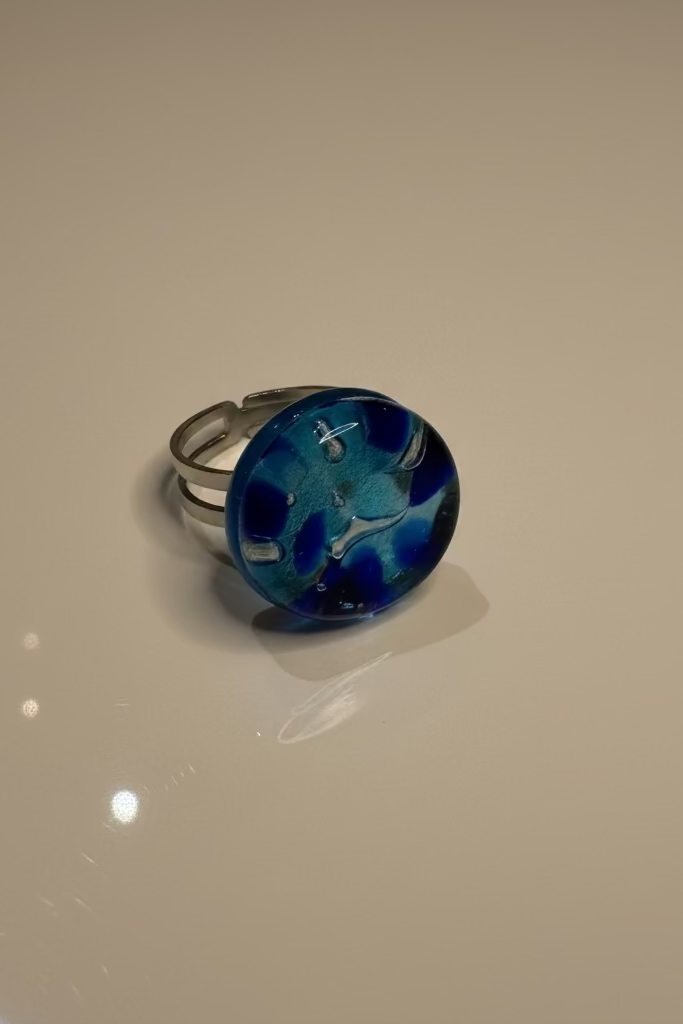 SORTIJA EN CRISTAL MURANO REDONDO AZUL