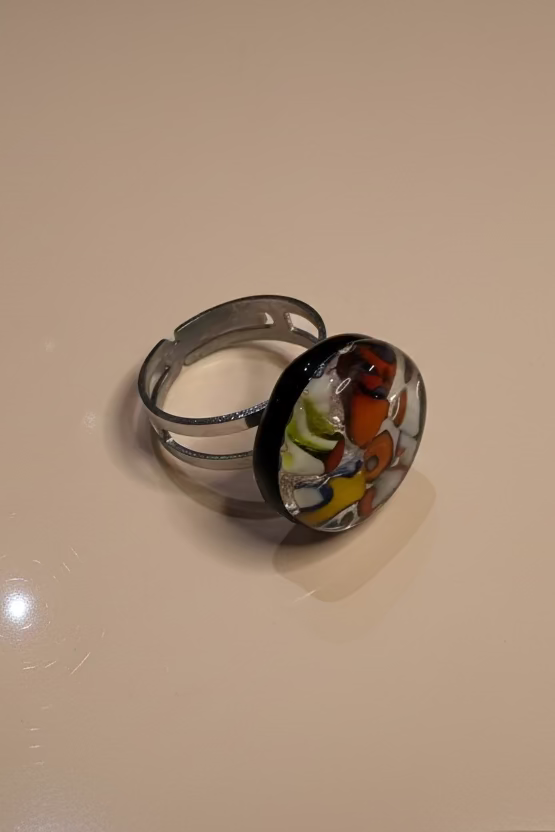 SORTIJA EN CRISTAL MURANO REDONDO MULTICOLOR