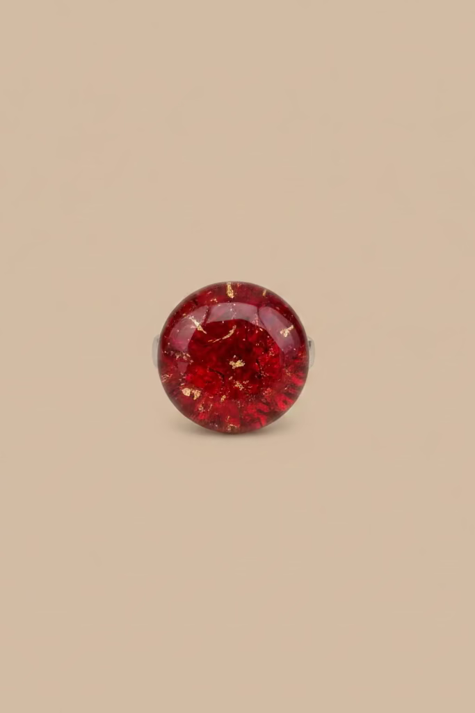 SORTIJA EN CRISTAL MURANO REDONDA ROJA