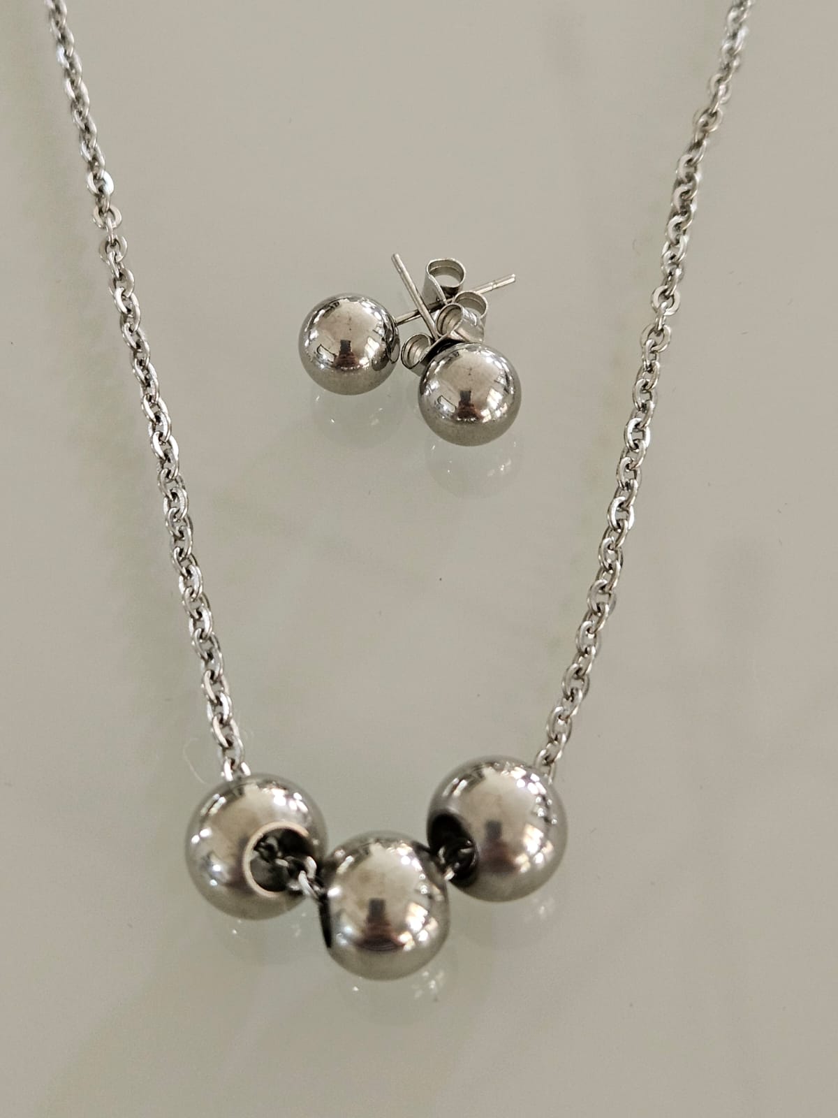 CADENA STAINLESS STEEL SET PENDANT 3 ESFERAS