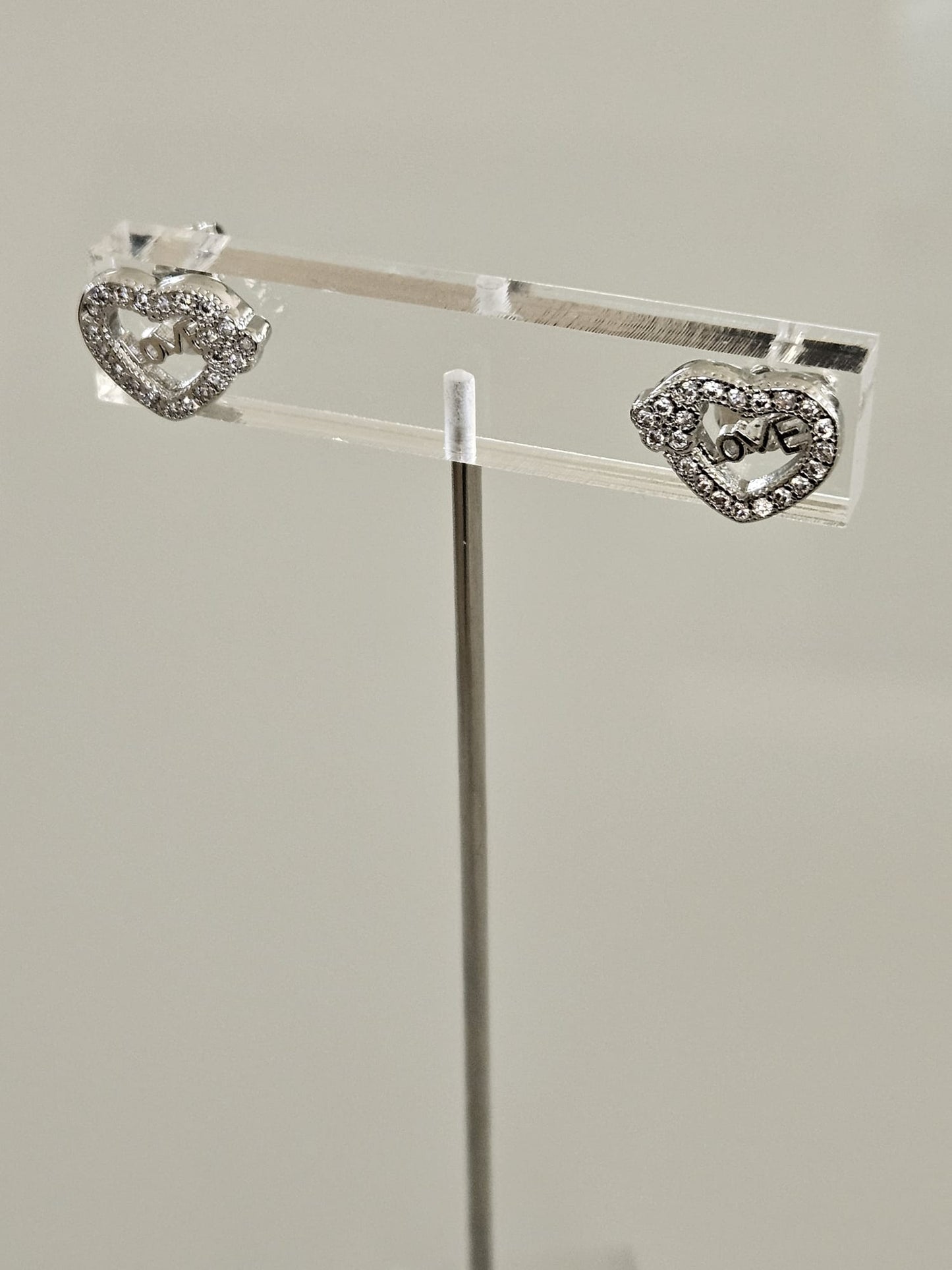 SET 3 PIEZAS COLOR PLATEADO DE CORAZON LOVE