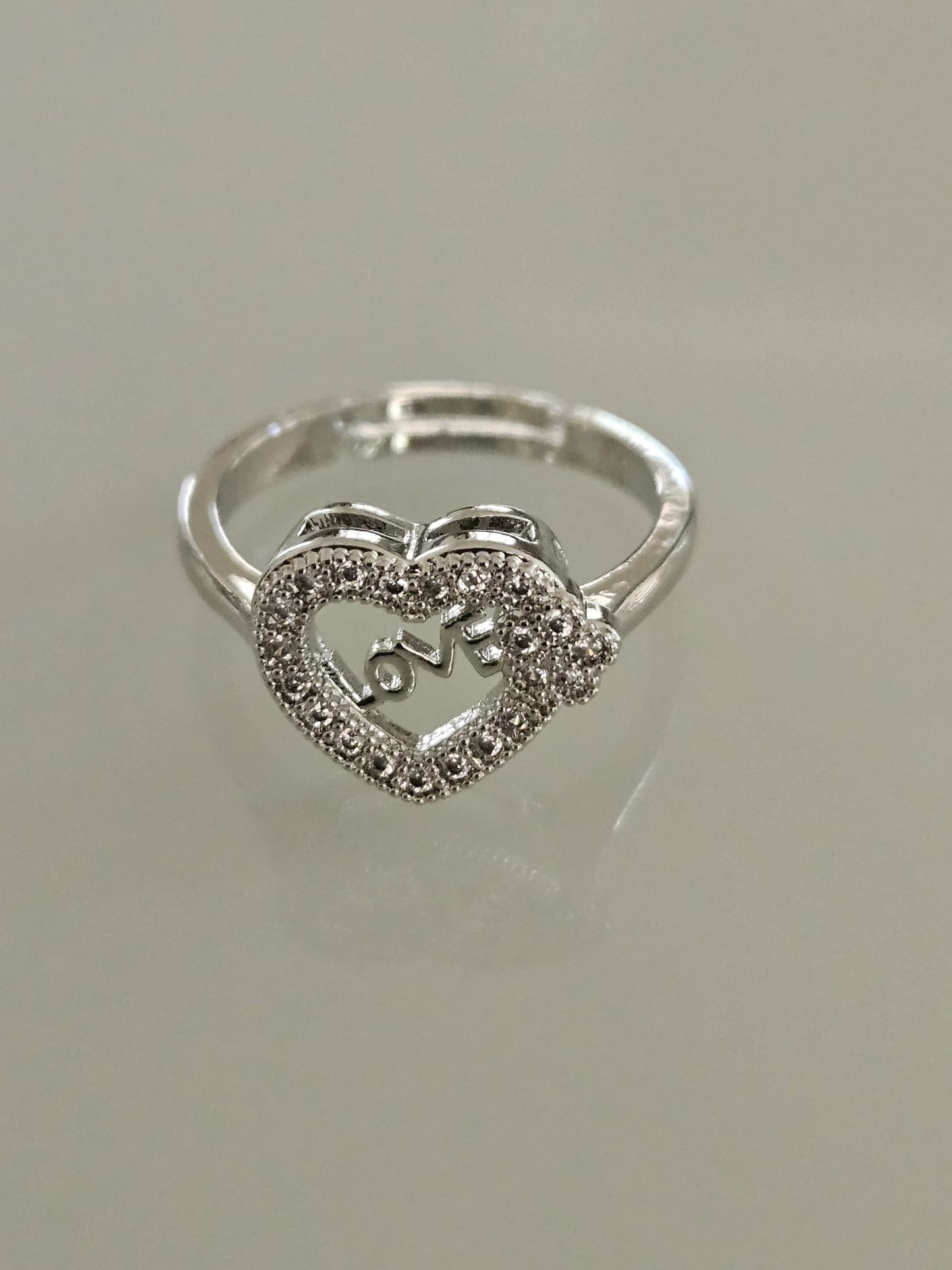 SET 3 PIEZAS COLOR PLATEADO DE CORAZON LOVE