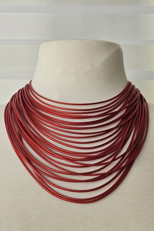 COLLAR EN NILON ENCERADO ROJO