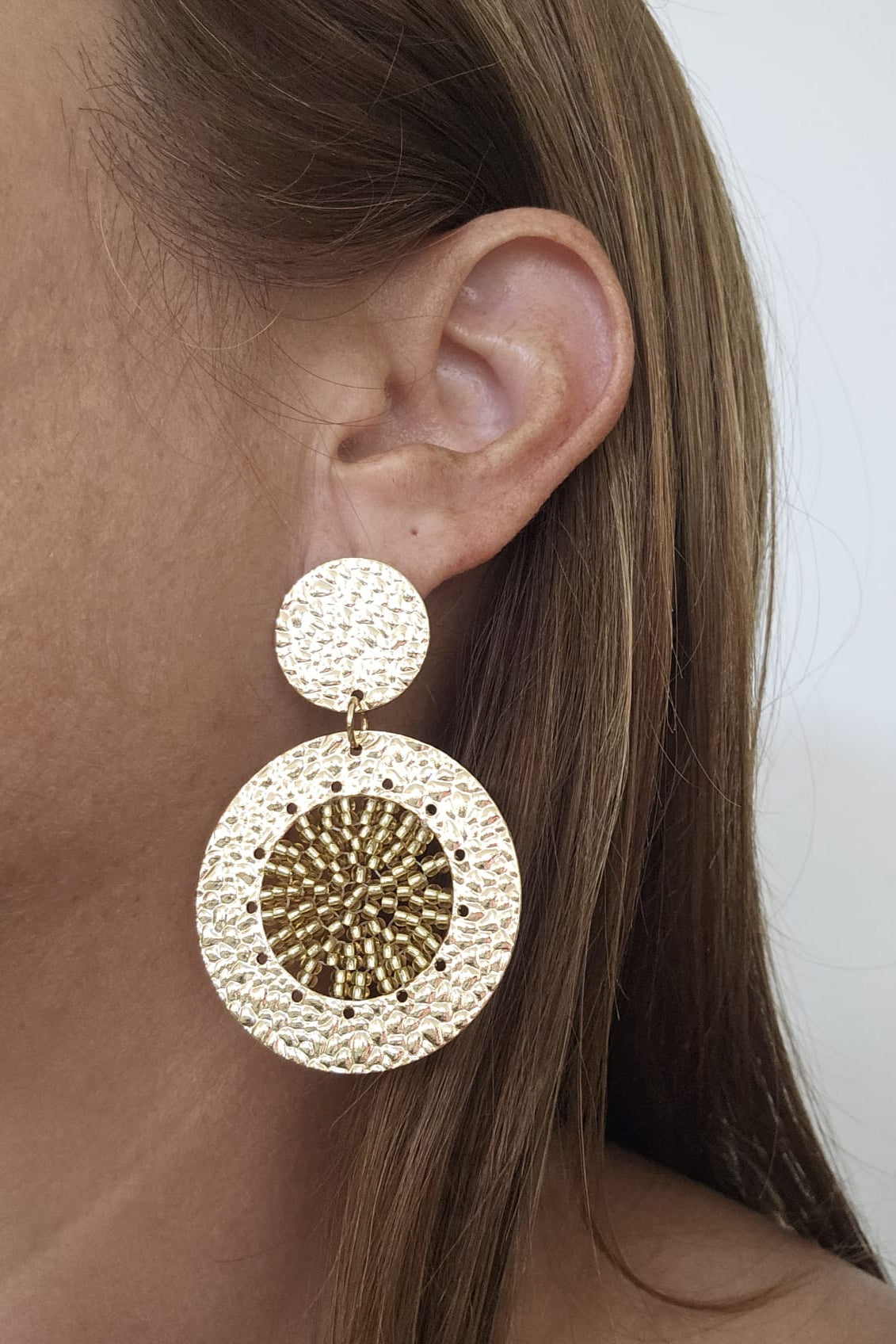 GOLD BRAIDED BRACELET AND EARRINGS SET